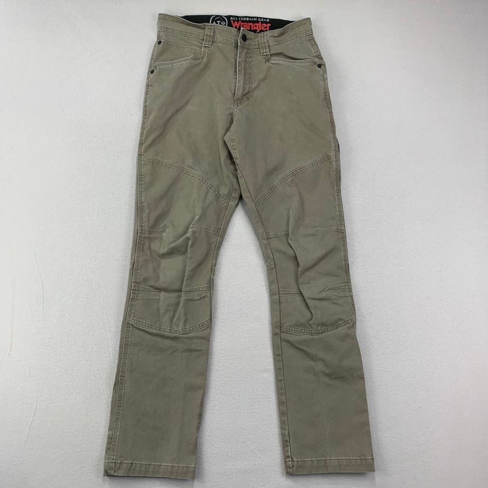 Wrangler ATG Pants Mens 30x32 Tan Utility Work Stretch Hiking Outdoor Canvas